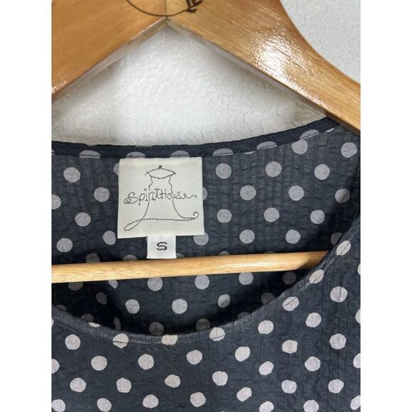 Spirit House Polka Dot Midi Dress Small Lagenlook Crinkle Cotton - Picture 3 of 5